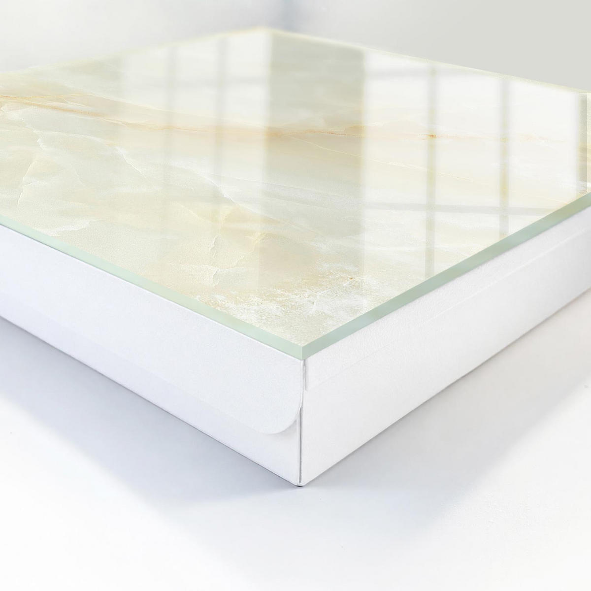 SCHLÜSSELBOX Weiß 30x30 cm – Türöffnung nach rechts - Die Eleganz des Marmors - Creme, Metall (30/30/5cm) - TULUP