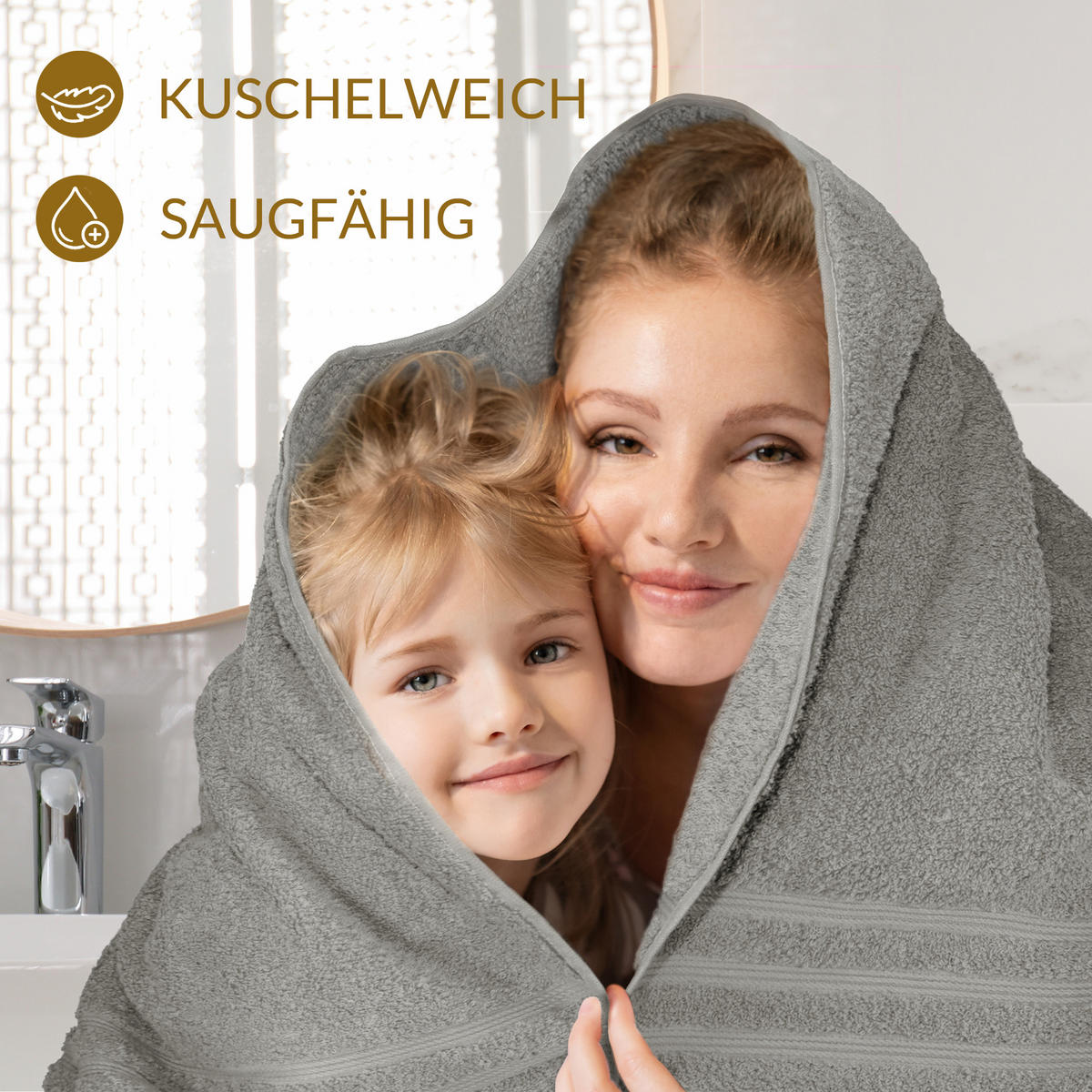 HANDTUCH Set London 8-teilig, 2x Duschtuch 70x140 + 2x Handtuch 50x100 + 2x Gästetuch 30x50 + 2x Waschlappen 30x30 Anthrazit - Stein - Anthrazit/Grau, Textil (70/140cm) - Lashuma