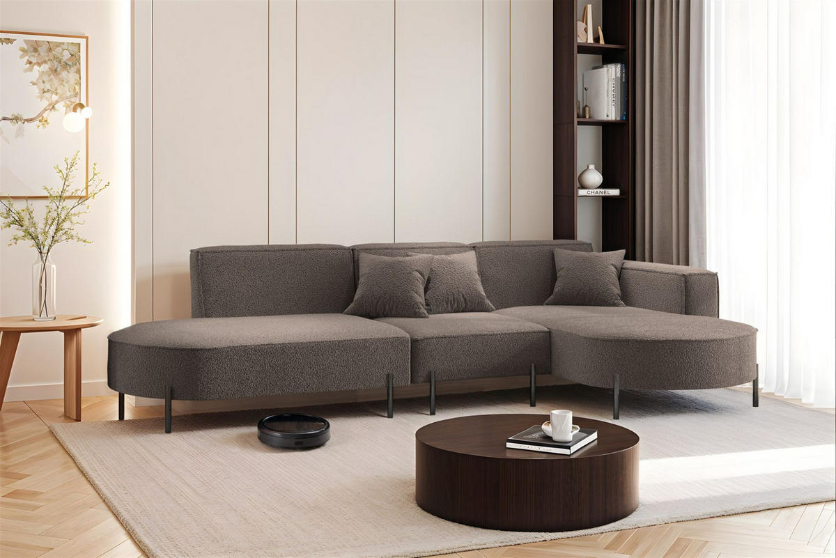 ECKSOFA Valencia - Braun, Holzwerkstoff/Textil (321/165cm) - Fun Möbel