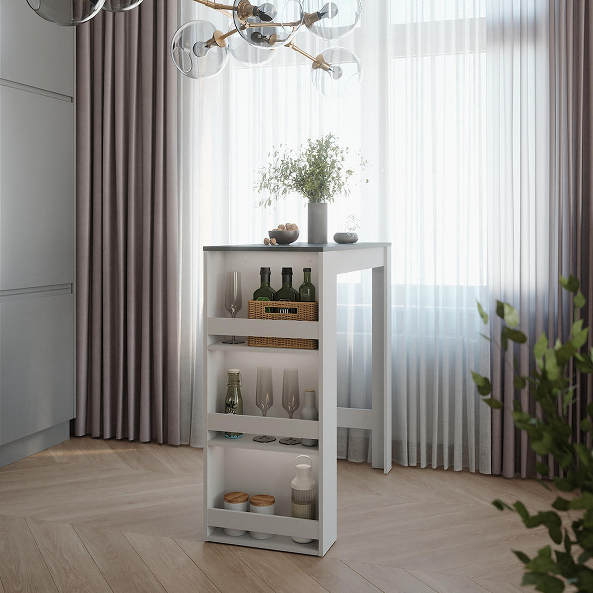 BAROVÝ STŮL Repose Antracitová/bílá - bílá/antracitová, kompozitní dřevo (110/45/106cm) - Vicco