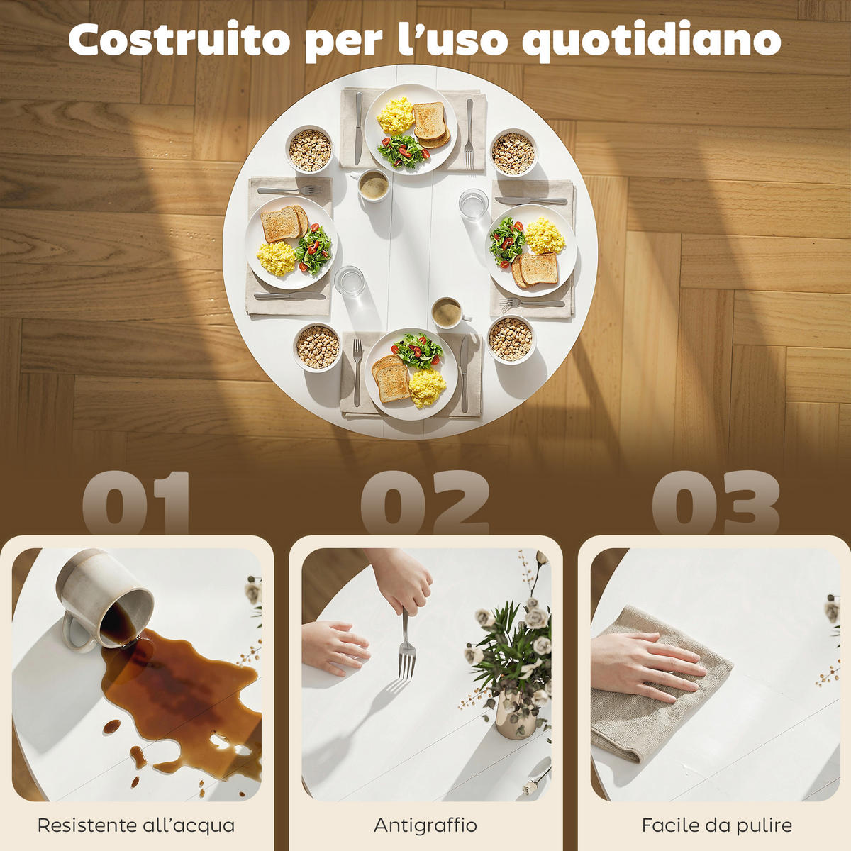 ESSTISCH Weiß 1 Stück - Weiß, Naturmaterialien (80/80/76cm) - GiPP