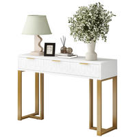 BEISTELLTISCH in Weiß und Gold Konsolentisch mit Schubladen für Wohnzimmer, Flur und Büro, B120/T36/H80 cm - Goldfarben/Weiß, Holzwerkstoff/Metall (36/120/80cm) - STILVORA