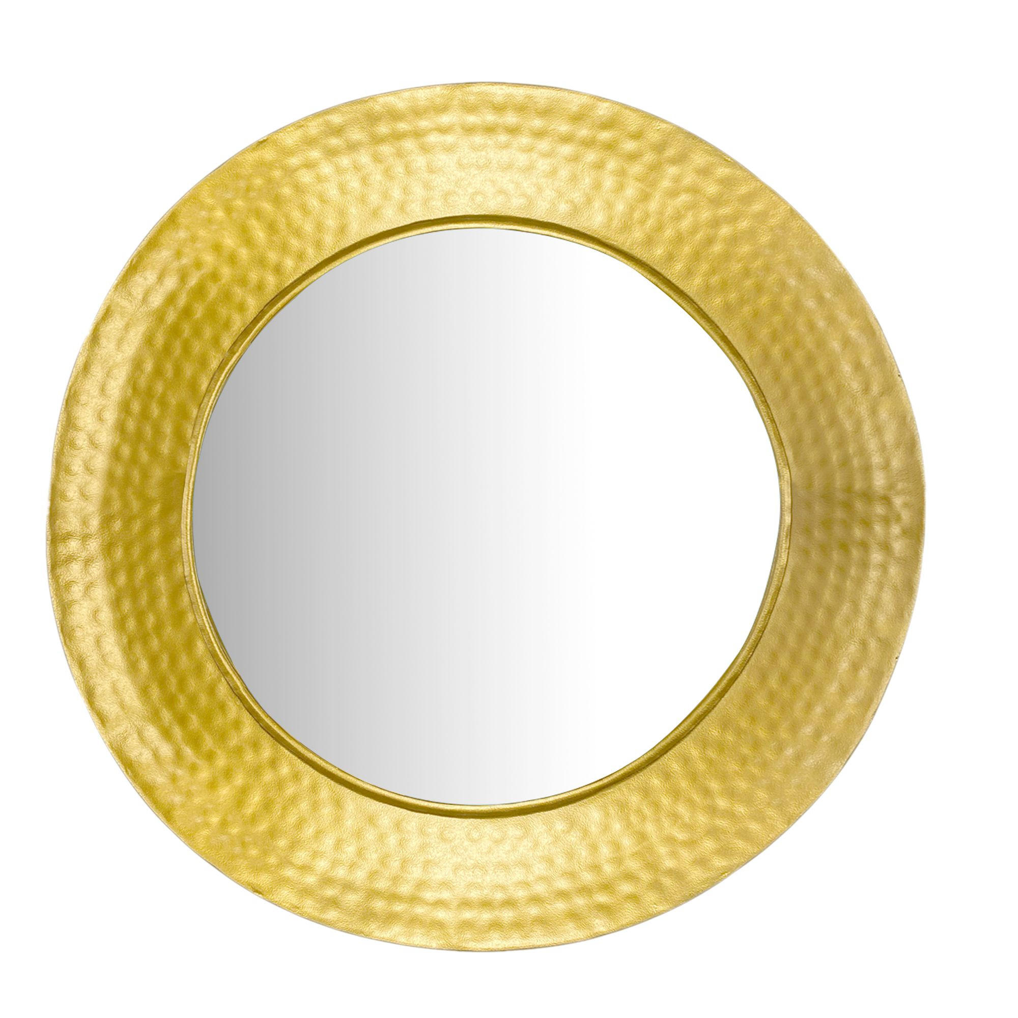 WANDSPIEGEL Rund Metall Gold 60 cm Hammerschlag-Optik - Goldfarben, Glas (60/60/9cm) - KADIMA DESIGN