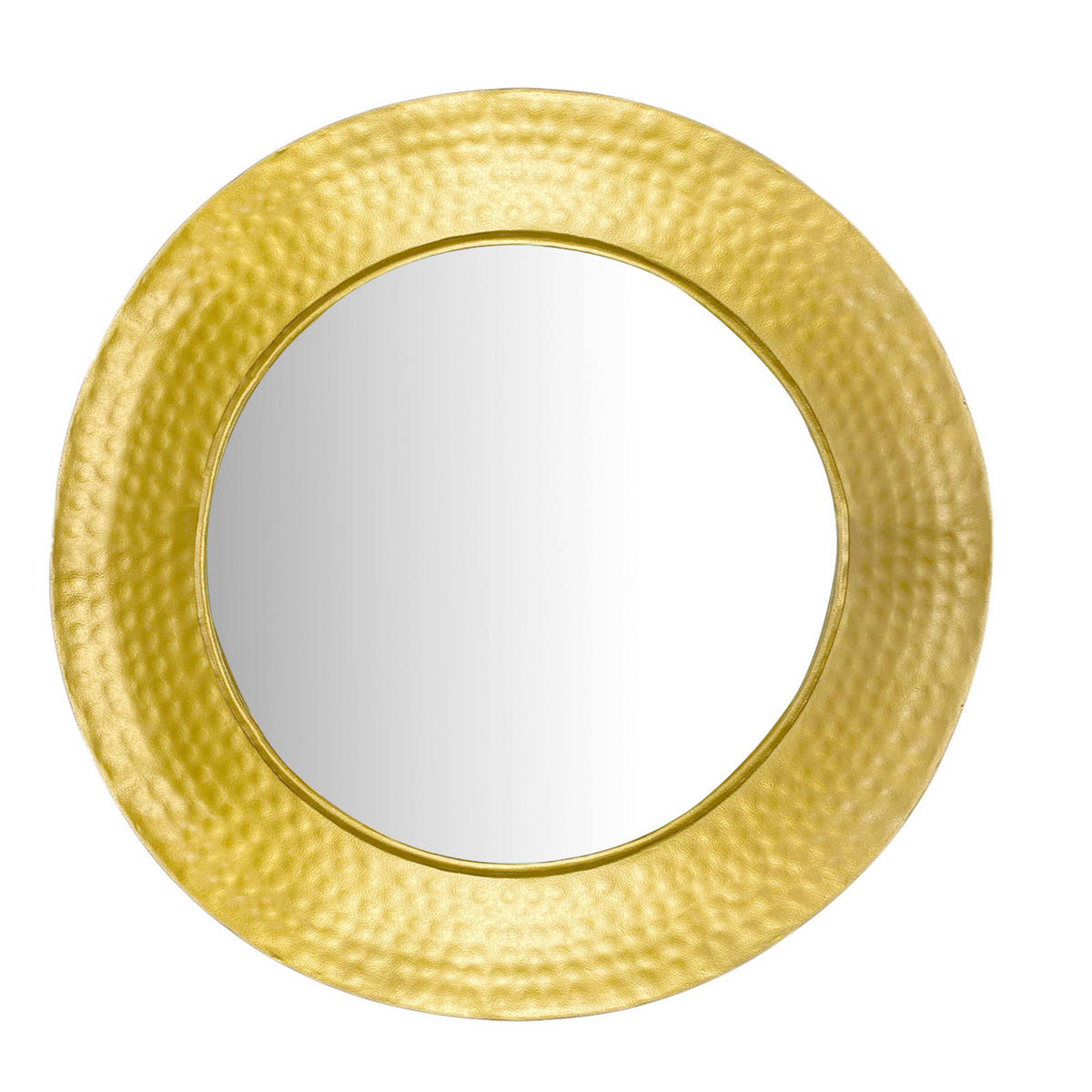 WANDSPIEGEL Rund Metall Gold 60 cm Hammerschlag-Optik - Goldfarben, Glas (60/60/9cm) - KADIMA DESIGN