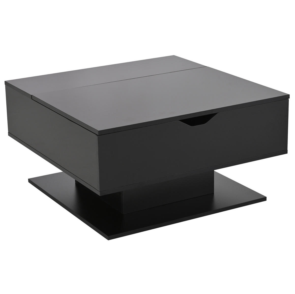 COUCHTISCH 80/75/40 cm mit Liftfunktion und LED-Beleuchtung in Schwarz - Schwarz, Holzwerkstoff (80/77/40cm) - Flora Grace