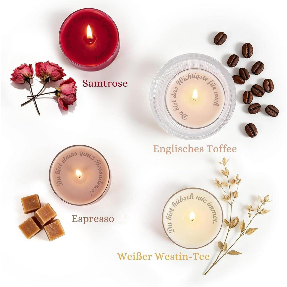 DUFTKERZEN 12-teiliges Set mit versteckter Botschaft - Rosa, Paraffin (15cm)