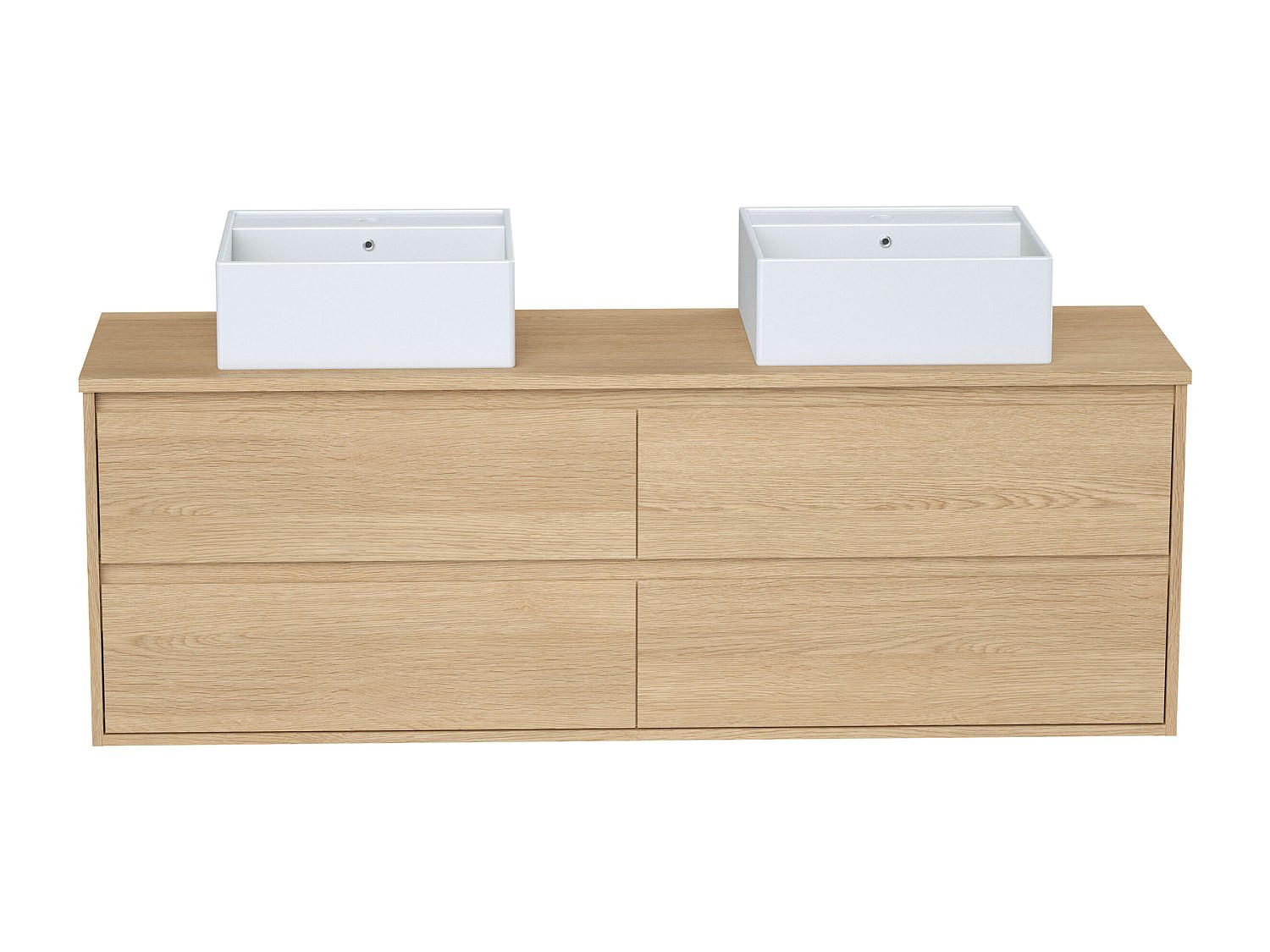 DOPPELWASCHTISCH - 150 cm x 45 cm - holz - naturfarben hell Milipam - Weiß, Holz (150/50/45cm) - Vente-Unique