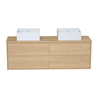 DOPPELWASCHTISCH - 150 cm x 45 cm - holz - naturfarben hell Milipam - Weiß, Holz (150/50/45cm) - Vente-Unique