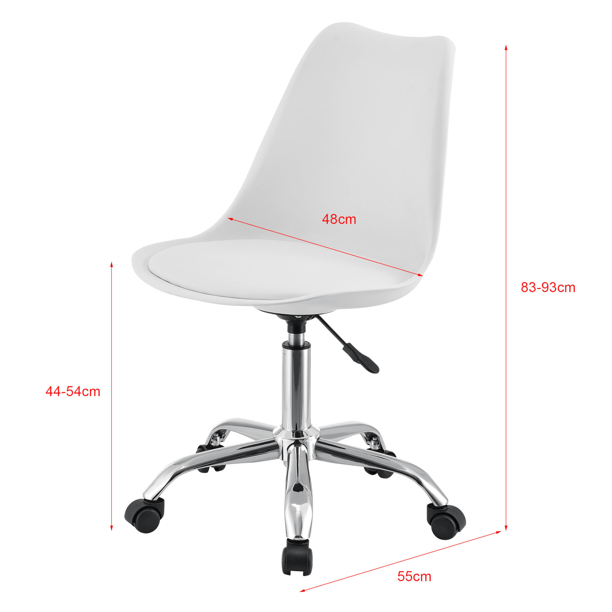 DREHSTUHL Atherton - Chromfarben/Weiß, Kunststoff/Textil (48/93/55cm) - [en.casa]