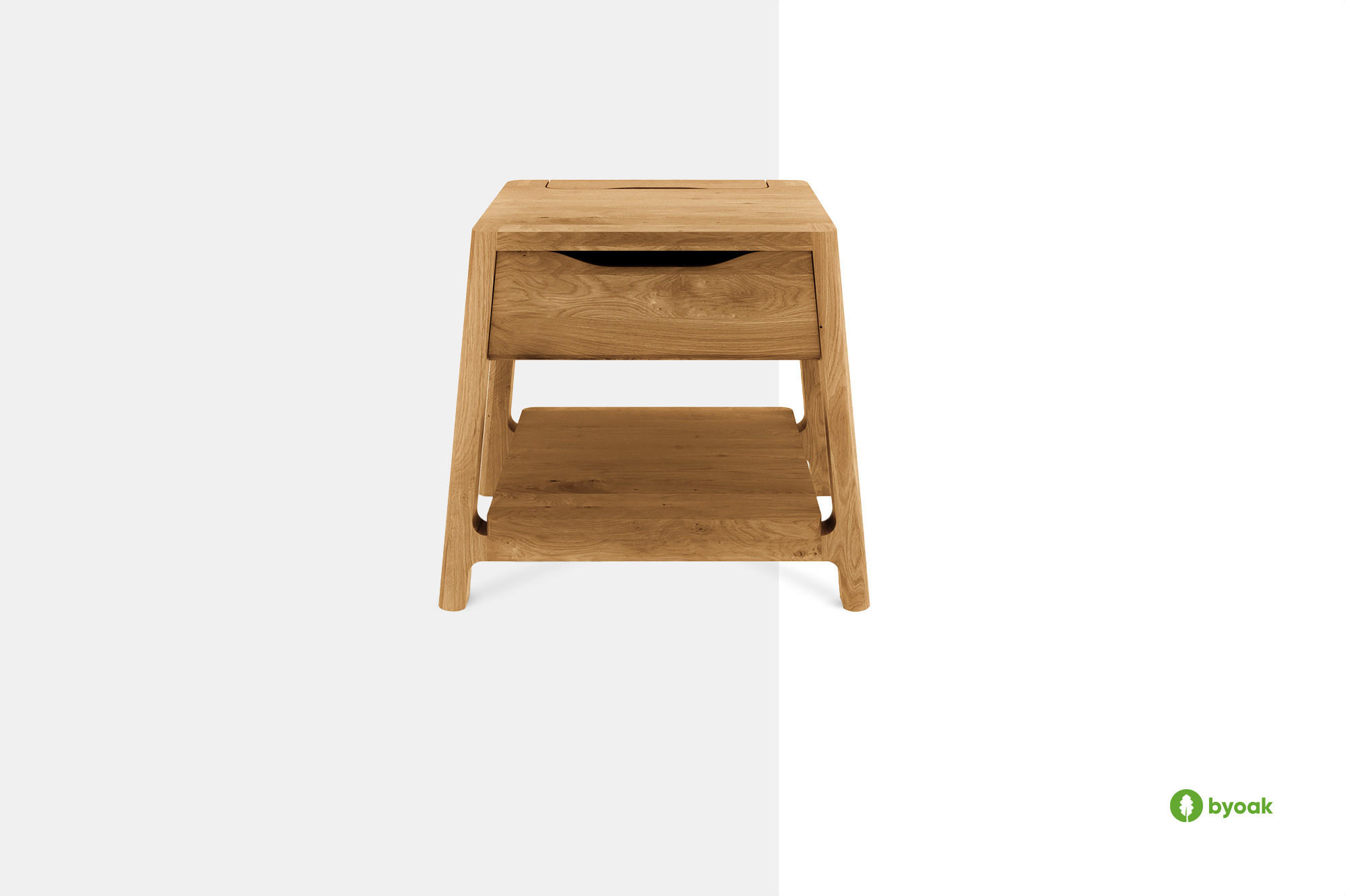 NACHTTISCH PAUL Wildeiche - Wildeiche, Holz (47/40/44cm) - byoak
