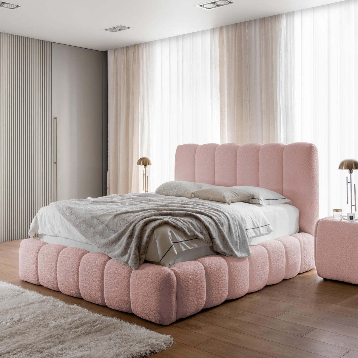 POLSTERBETT mit Stauraum 120x200 cm in Rosa - Pink, Textil (120/200cm) - Home Collective