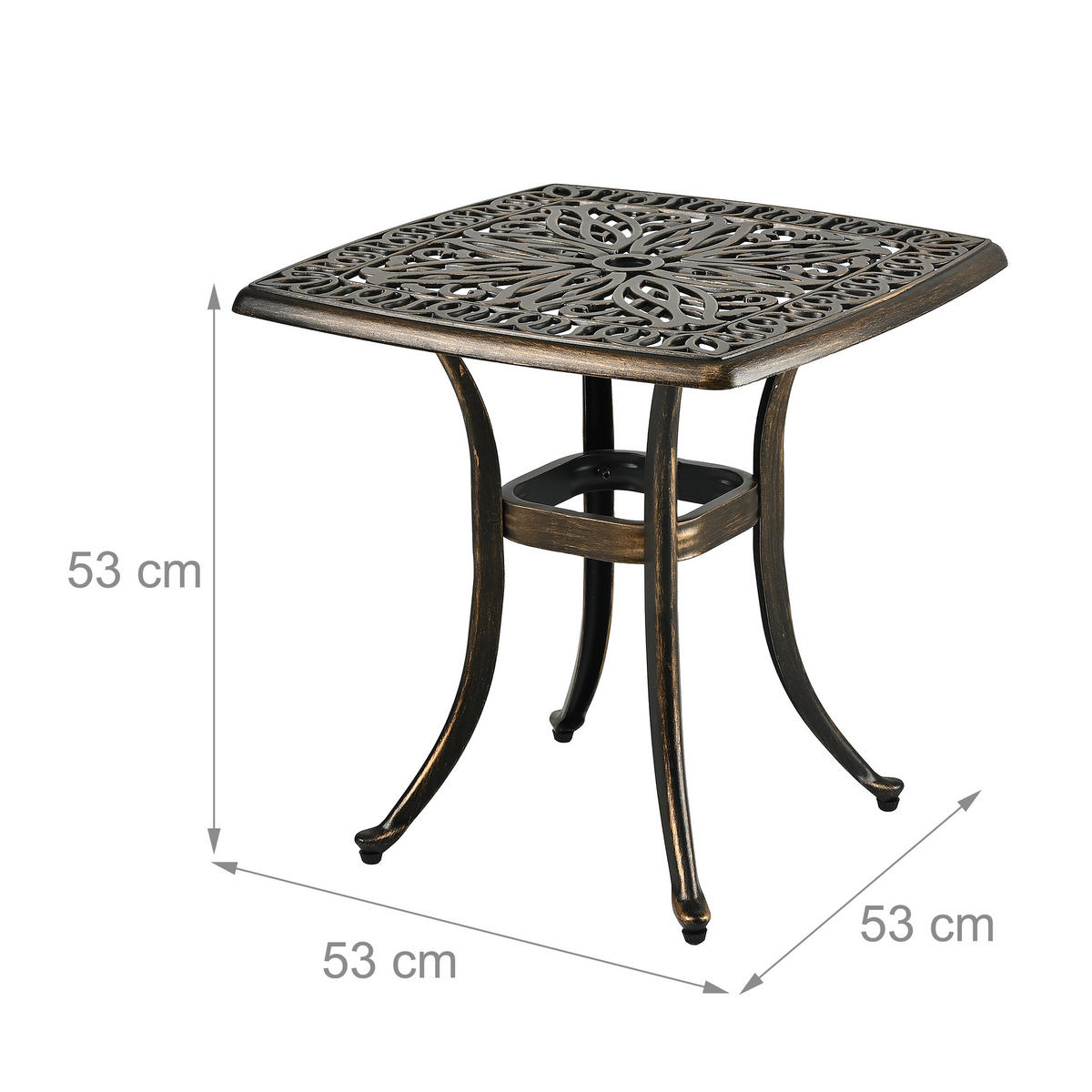 GARTENTISCH - Schwarz, Kunststoff/Metall (53/53/53cm) - Relaxdays