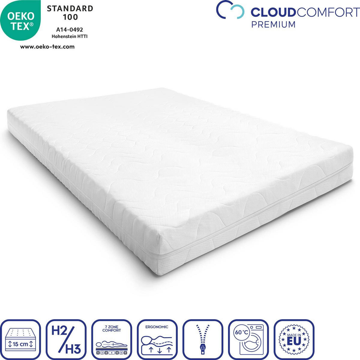 KALTSCHAUMMATRATZE Premium 200x200 cm - Weiß, Textil (200/200cm) - CloudComfort