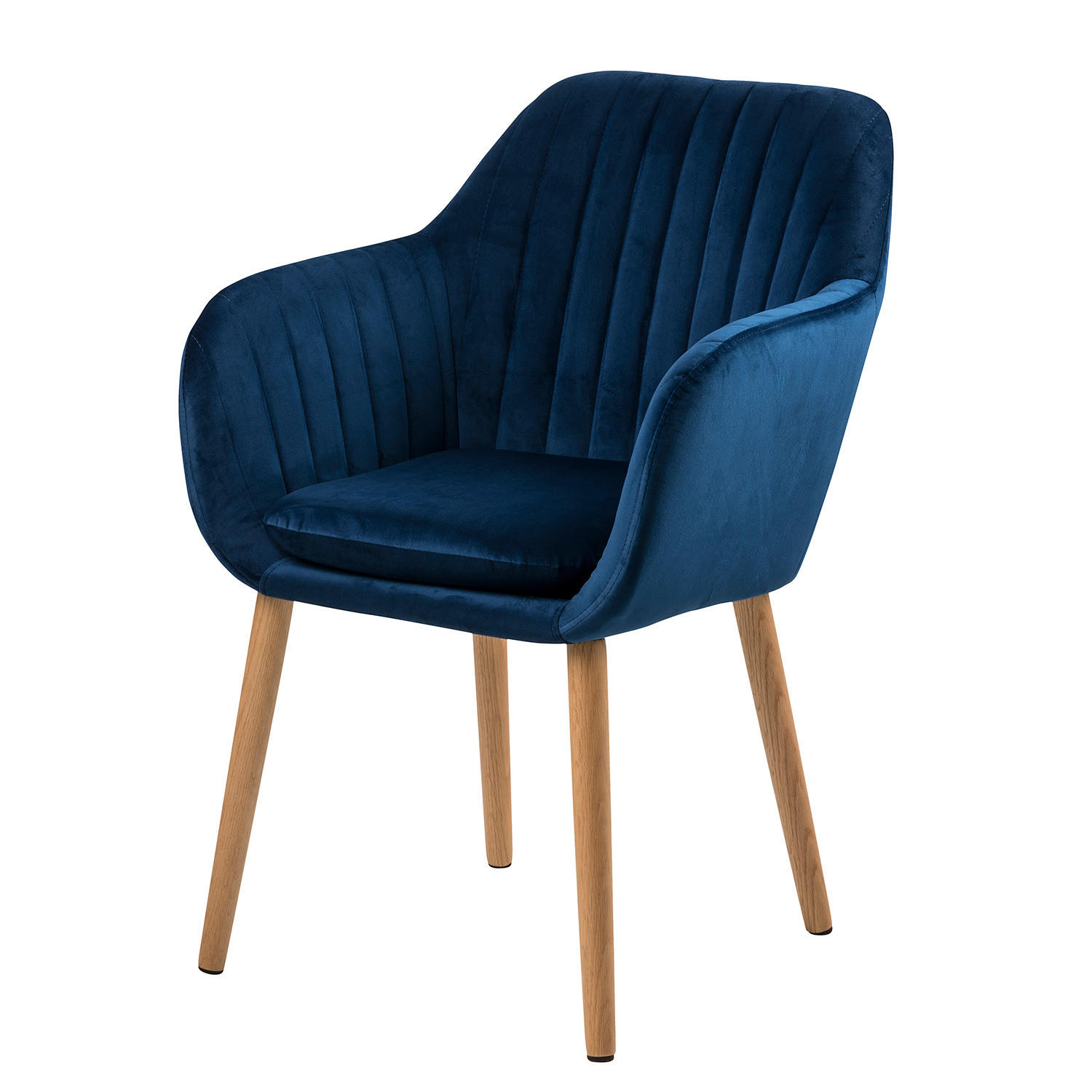 ARMLEHNENSTUHL - Textil / Massivholz - Eichefarben/Dunkelblau, Eichenholz/Holz (57/83/61cm) - home24