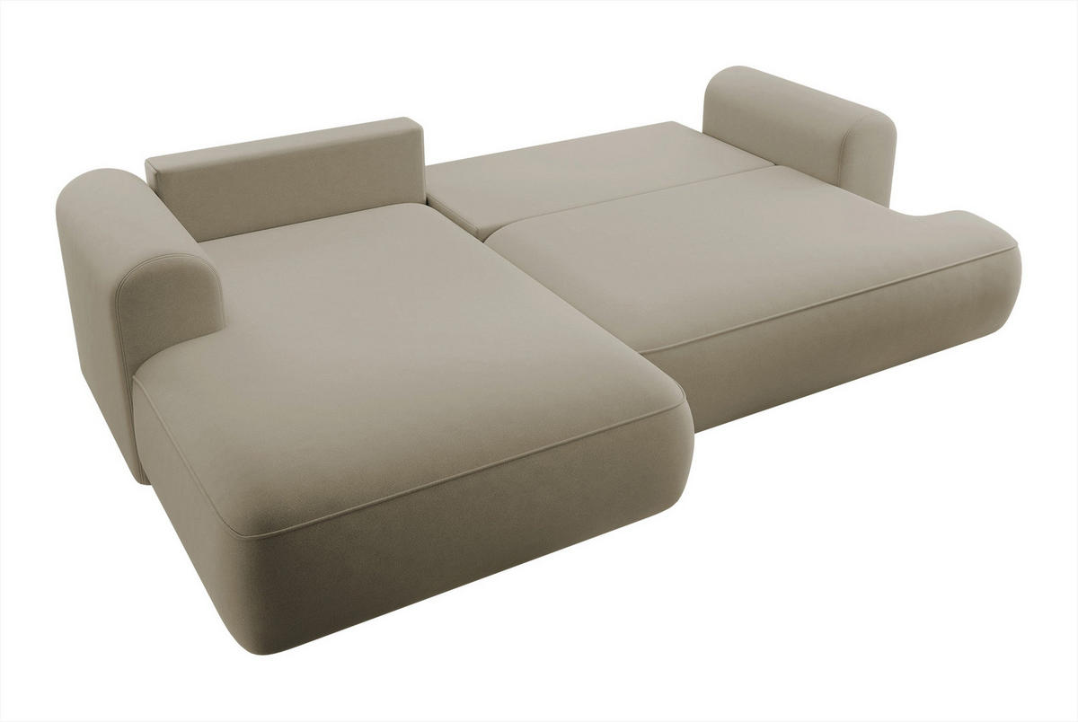 ECKSOFA Ovo Beige Velours - Beige/Schwarz, Kunststoff/Textil (260/165cm) - Selsey