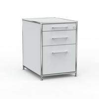 BÜRO-STANDCONTAINER Holz, 60 cm, 3 Schubladen, 1 Hängeregistratur, Lichtgrau - Chromfarben/Silberfarben, Holzwerkstoff/Metall (60/61/60cm) - Versee