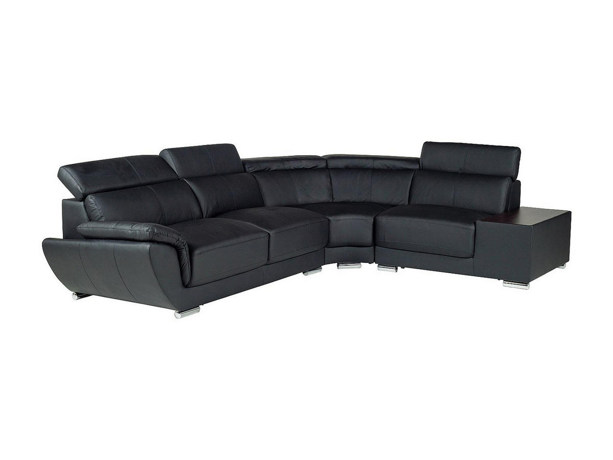 ECKSOFA Leder - Ecke Rechts - Schwarz - NAHIA - Schwarz, Leder (306/240cm) - Vente-Unique