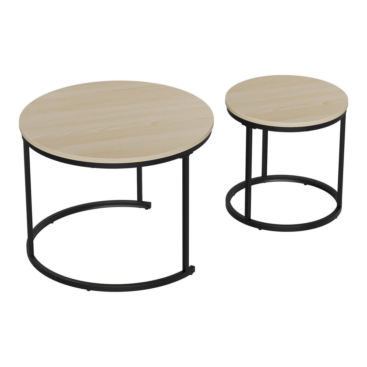 COUCHTISCH-SET DE-37281 60cm 2er-Set rund mit Nesting-Design Eiche - Eichefarben, Holzwerkstoff (60/60/45cm) - ComfortXL