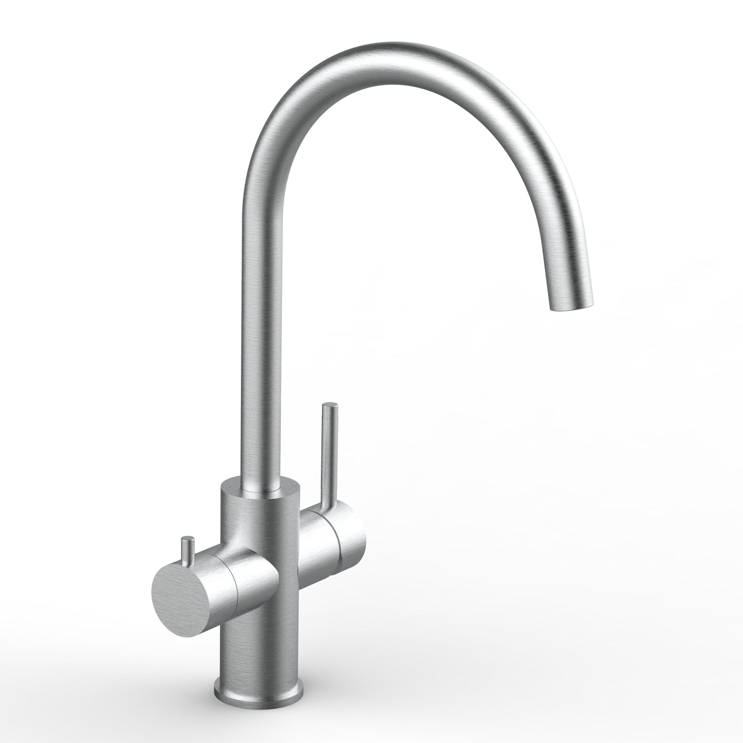 5-WEGE-KÜCHENARMATUR, Edelstahl Massiv aus Chirurgenstahl, Gebürstet, 560° schwenkbar - Edelstahlfarben, Metall (21.4/38.6/21.4cm) - VIZIO