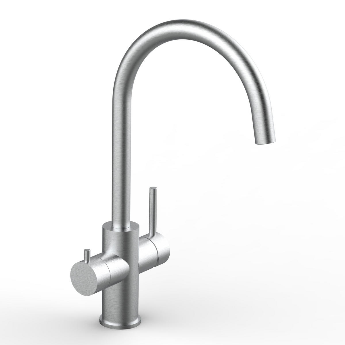 5-WEGE-KÜCHENARMATUR, Edelstahl Massiv aus Chirurgenstahl, Gebürstet, 560° schwenkbar - Edelstahlfarben, Metall (21.4/38.6/21.4cm) - VIZIO