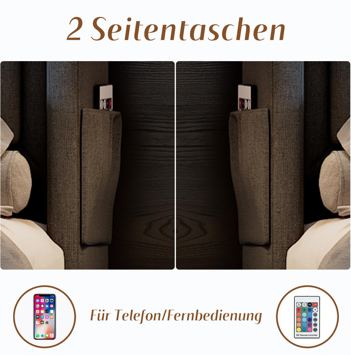 ČALÚNENÁ posteľ z bavlneno-ľanovej látky 160x200 cm sivá s LED osvetlením, USB-C a úložným priestorom - sivá, textil (160/200cm) - Modfu