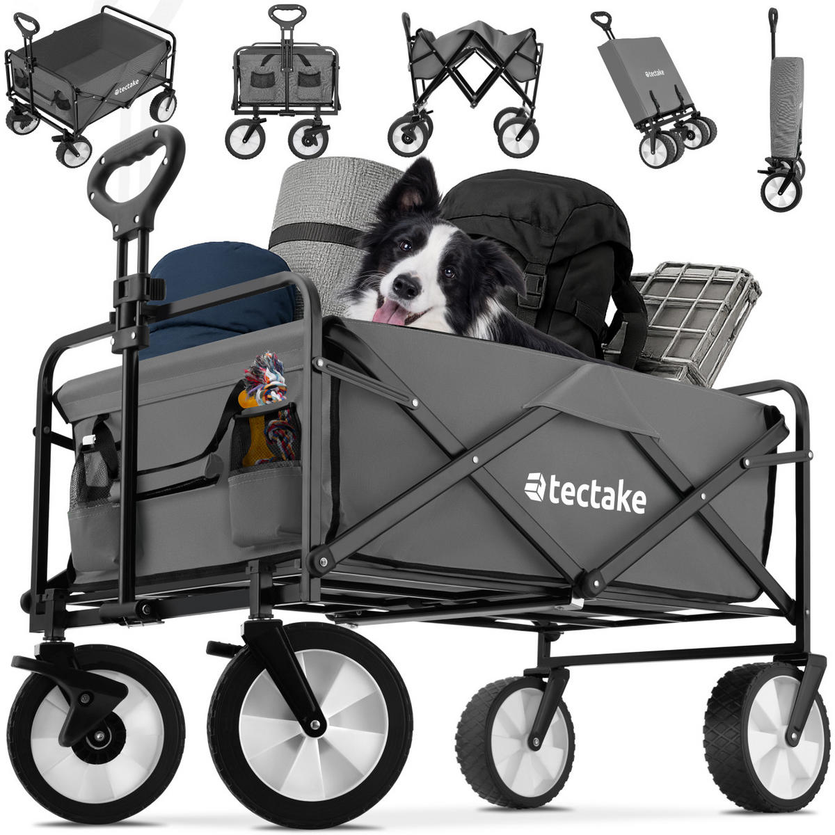 BOLLERWAGEN Leon, inklusive Tragetasche, Belastbarkeit 80 kg, grau - Grau, Kunststoff (53.5/101/91cm) - tectake