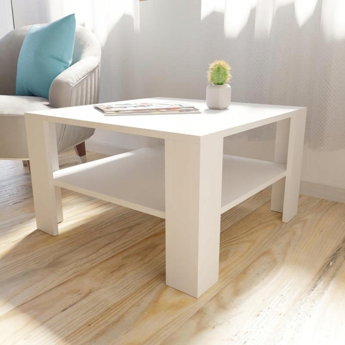 COUCHTISCH NIEDRIG EX3 Weiß 68/68/41 cm - Weiß, Holzwerkstoff (68/68/41cm) - Matkam Möbel