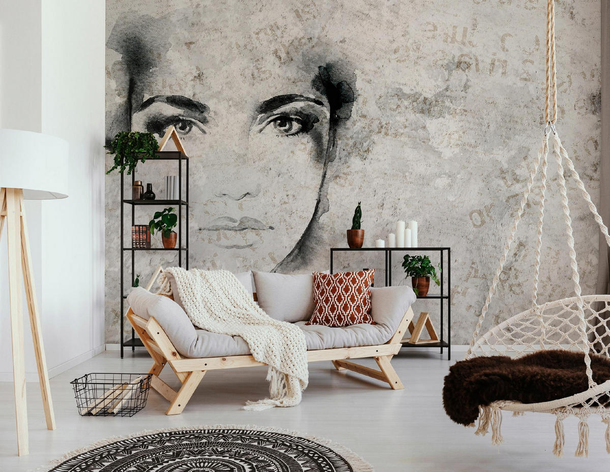 FOTOTAPETE Frau Abstrakt Grau 312x219 cm - Multicolor, Papier (312/219cm) - Wallarena