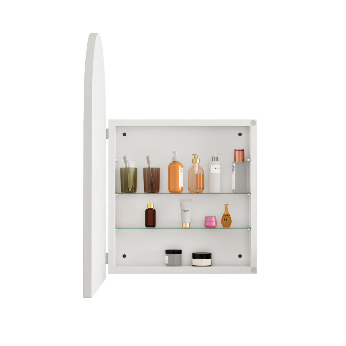 SPIEGELSCHRANK 91x61x12cm in Weiß mit Metallrahmen und gehärtetem Glas - Weiß, Glas (61/91/12cm) - Modfu