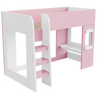 HOCHBETT 90/200 cm mit Lichtleiste und Schreibtisch, DE-41600, in Rosa - Pink, Holzwerkstoff (90/200cm) - ComfortXL
