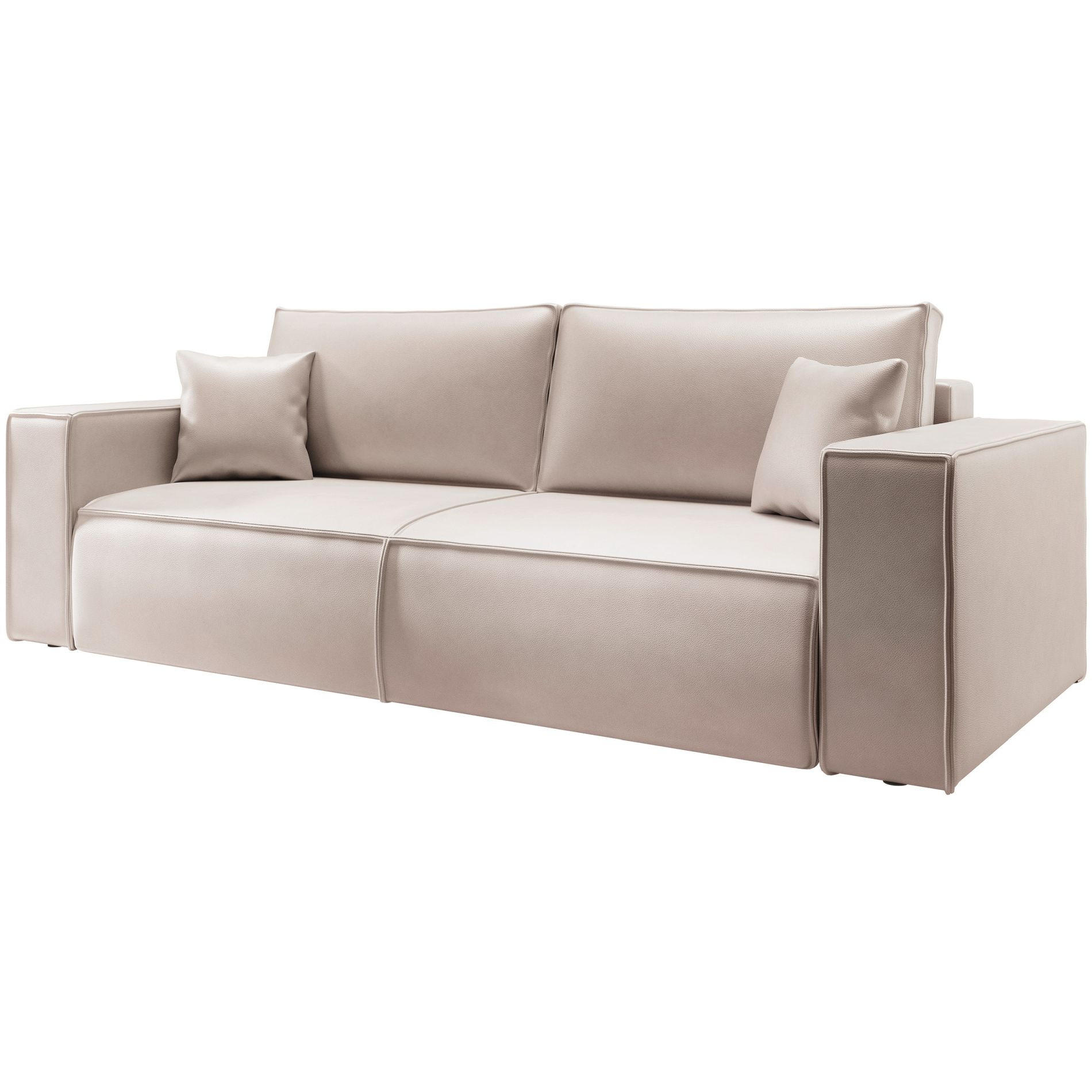 3-SITZER SCHLAFSOFA Farese Cuero Beige, Kunstleder - Creme/Schwarz, Kunststoff/Textil (257/86/102cm) - Selsey