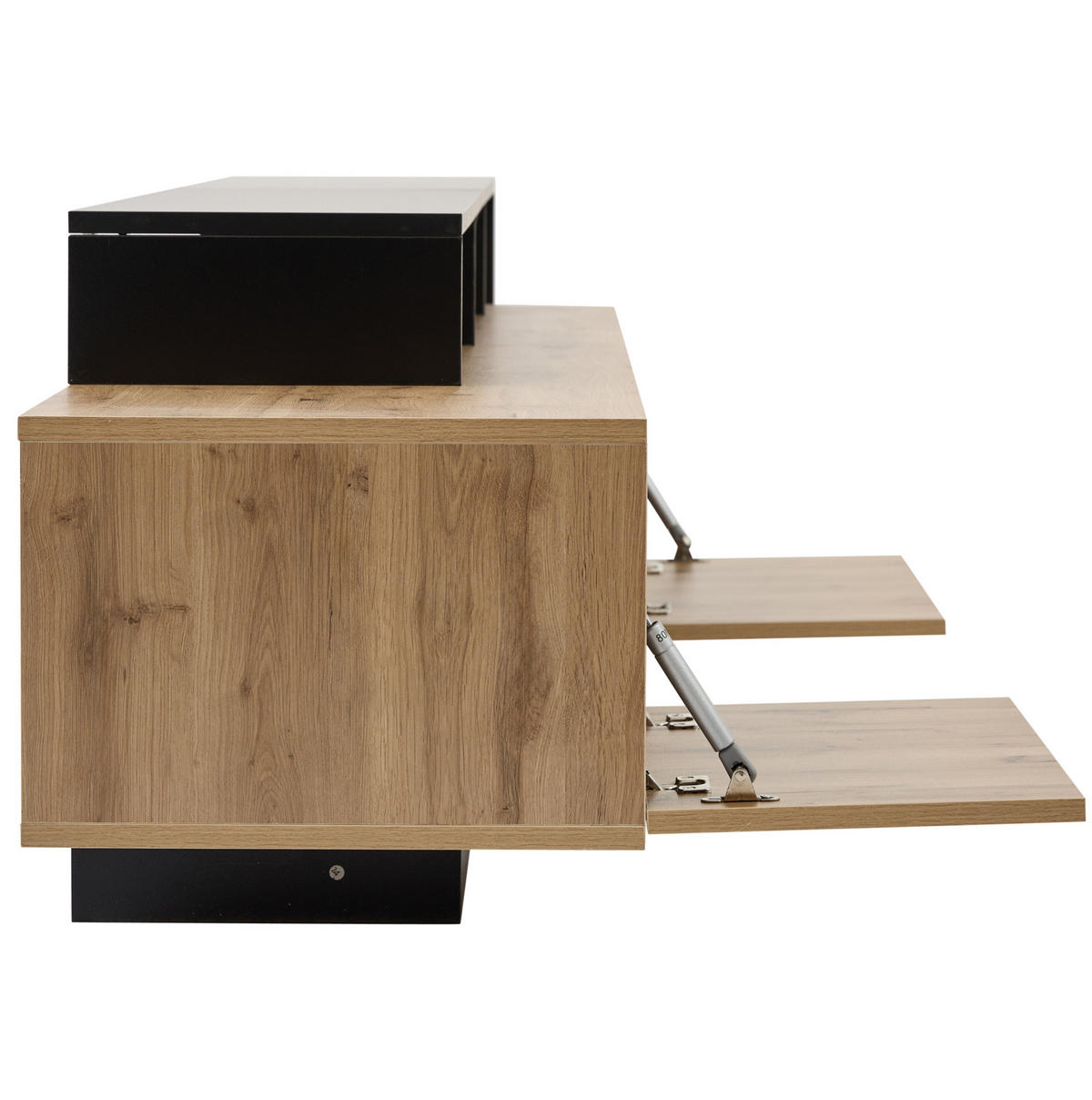 LOWBOARD 190/40/48,5 cm aus Spanplatte mit LED-Beleuchtung Eichefarben/Schwarz - Schwarz, Holzwerkstoff (190/48.5/40cm) - Modenvie