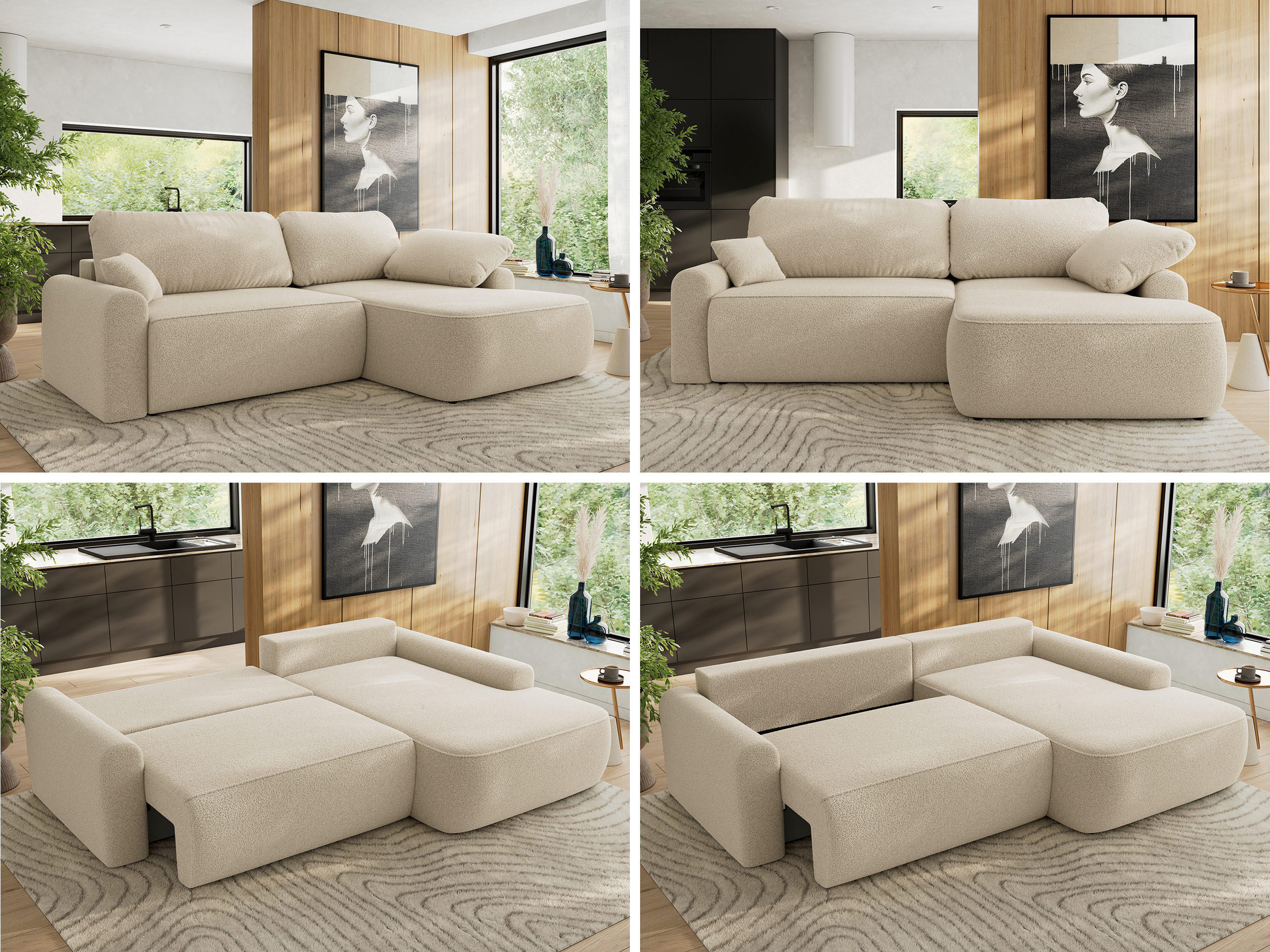 Thumbnail - MKS Eckschlafsofa, Beige, Textil, 4-Sitzer, L-Form,L-Form, 273x187 cm, Oeko-Tex®, Wohnzimmer, Sofas & Couches, Wohnlands...