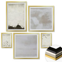WANDBILDER 5er Set - 50x50 cm & 20x30 cm & 40x60 cm Goldrahmen - Minimalistische Vögel im Flug - Goldfarben, Kunststoff (40/60cm) - ArtPrintCave