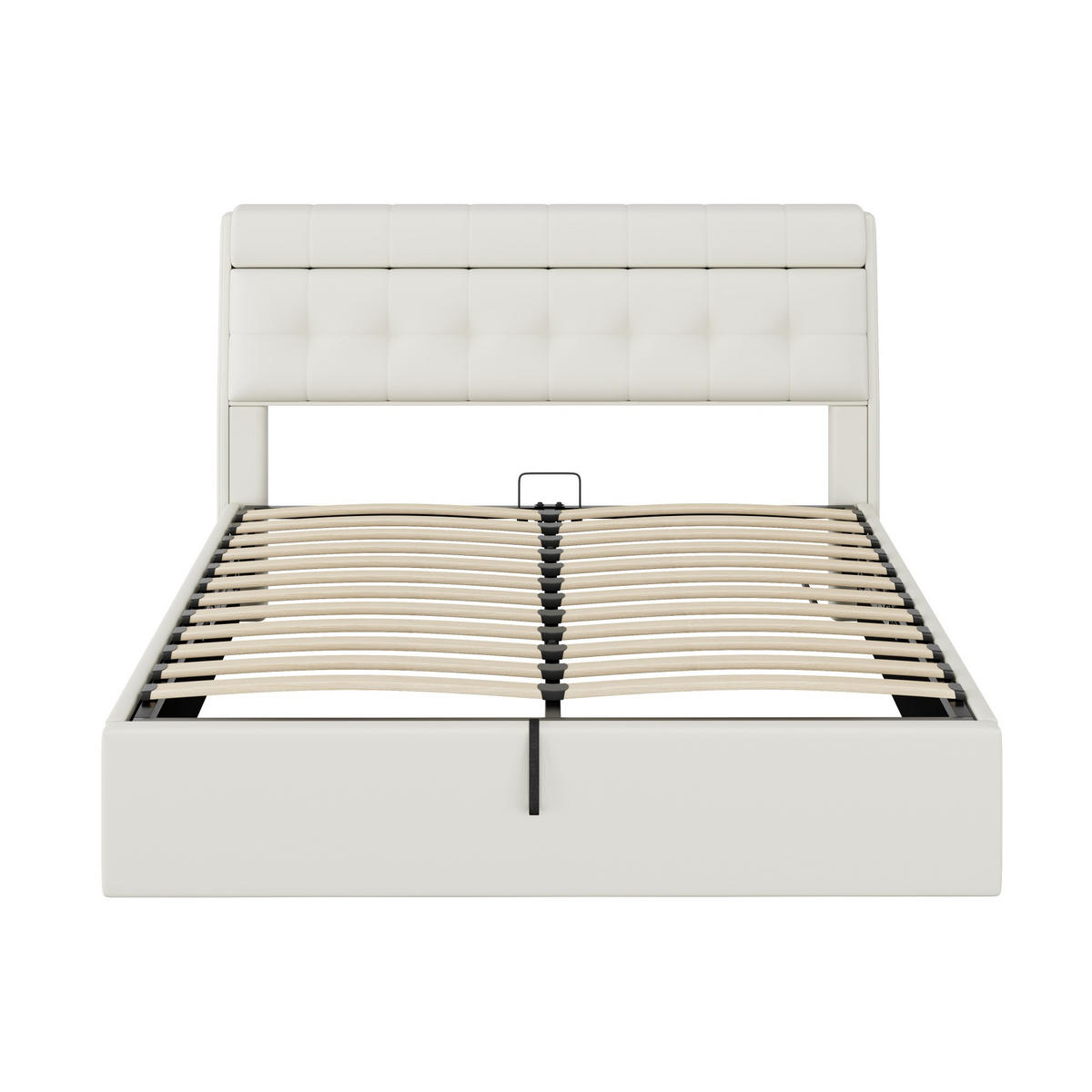 POLSTERBETT 160/200 cm Weiß mit hydraulischem Bettkasten und Lattenrost - Weiß, Kunststoff (160/200cm) - OKWISH