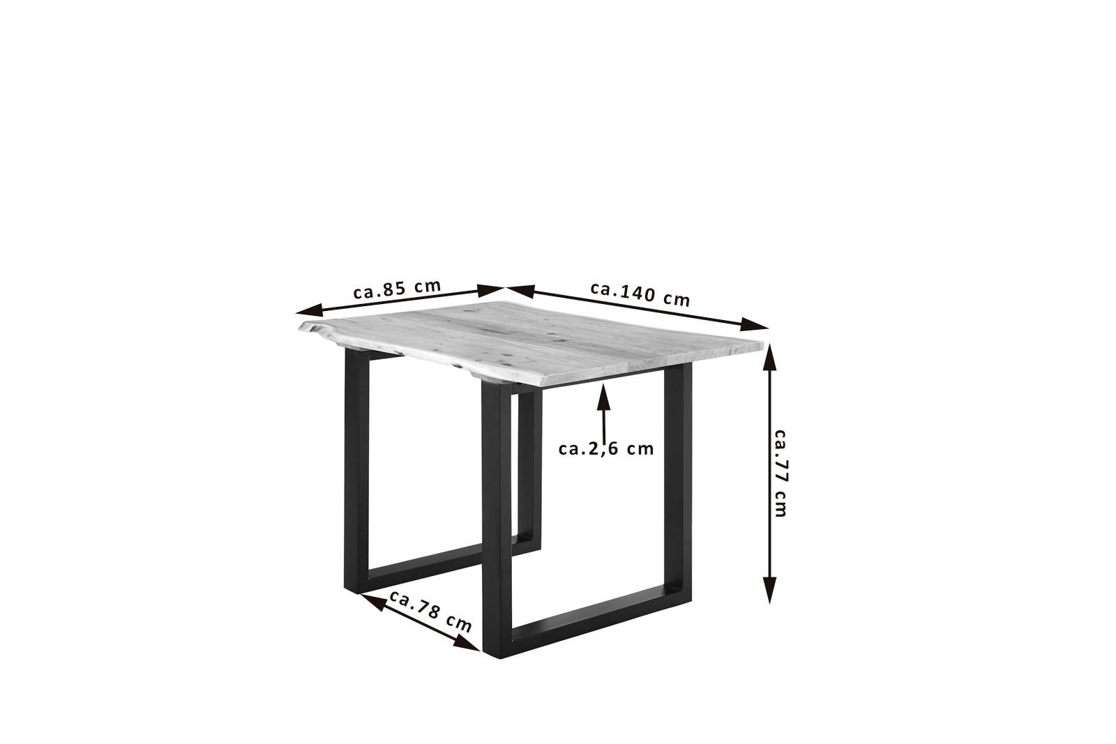 ESSTISCH LUBIN - Beige/Schwarz, Holz/Metall (80/140/77cm) - SAM