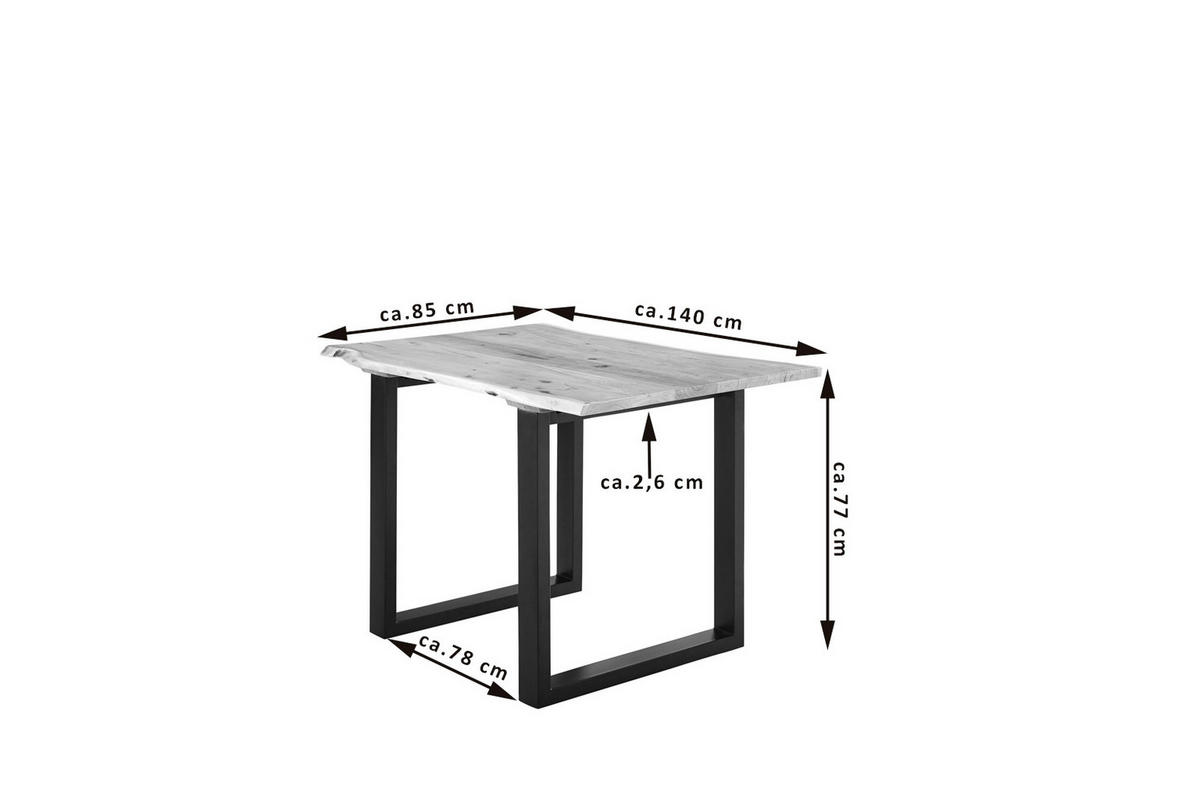 ESSTISCH LUBIN - Beige/Schwarz, Holz/Metall (80/140/77cm) - SAM