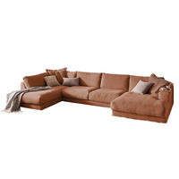 WOHNLANDSCHAFT MADELINE Braun Cord - Rotbraun/Schwarz, Kunststoff/Textil (425/86/224cm) - KAWOLA