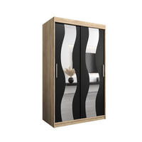 SCHWEBETÜRENSCHRANK 200/120/62 2-türig - Silberfarben/Schwarz, Holz/Kunststoff (120/200/62cm) - Abiks Möbel