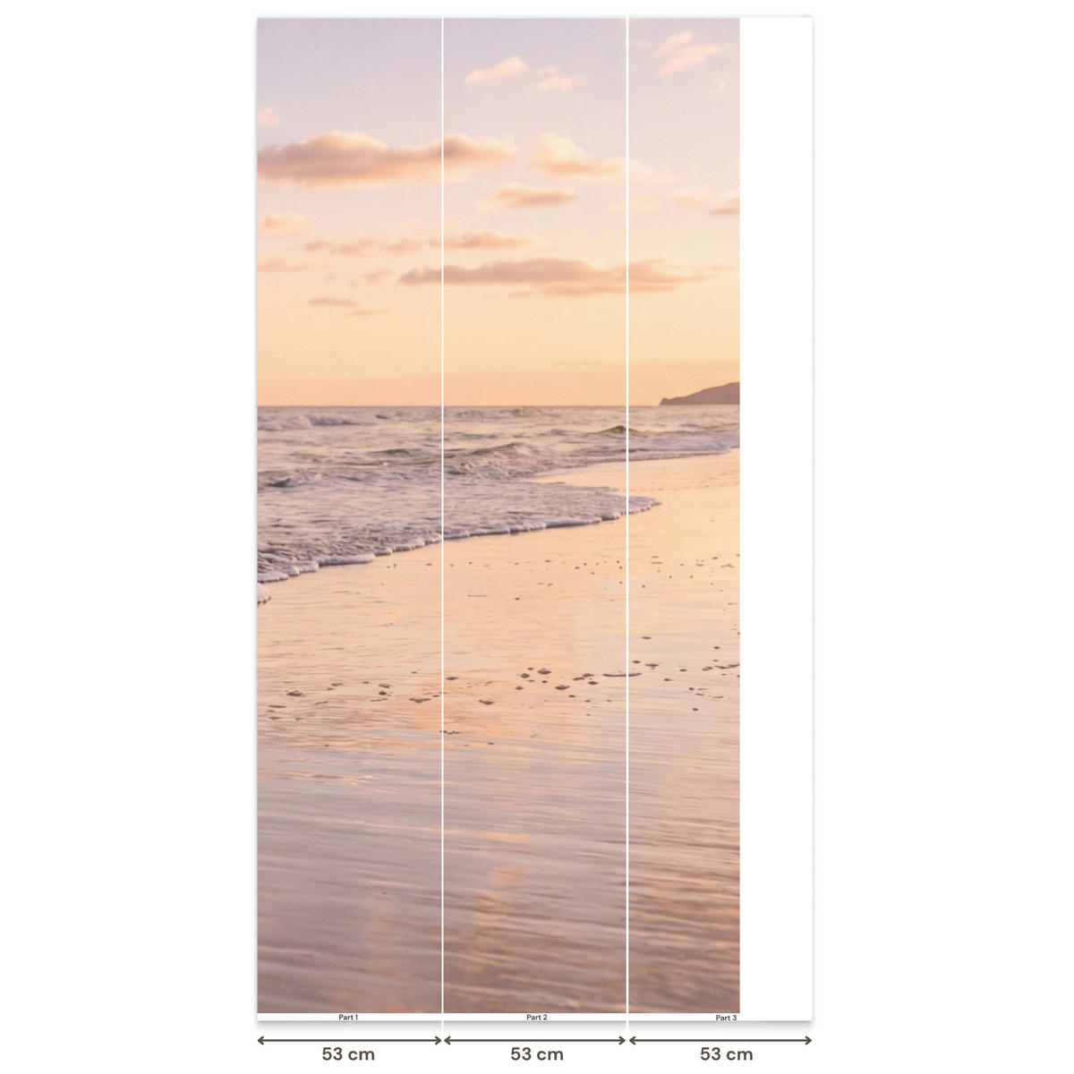 TAPETE - Strand - Brandung - Wolken - 140x280 cm - Hellrosa, Papier (140/280cm) - OnlyWow