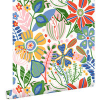 TAPETE Blumenmuster 50 x 900 cm - Weiß, Papier (50/0.1cm) - ESTAhome