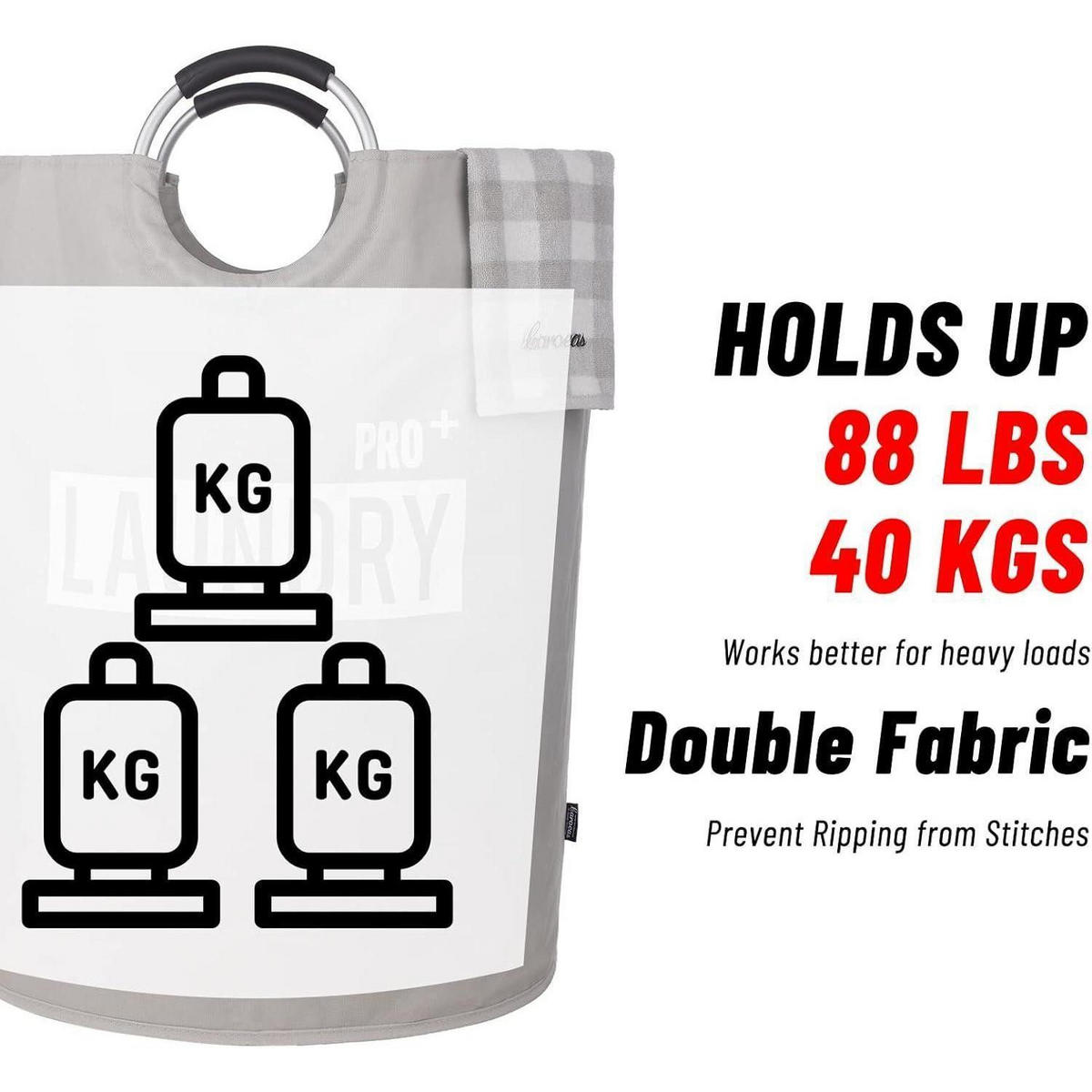 WÄSCHEKORB 150L Hellgrau - Grau, Textil (40/79/60cm)
