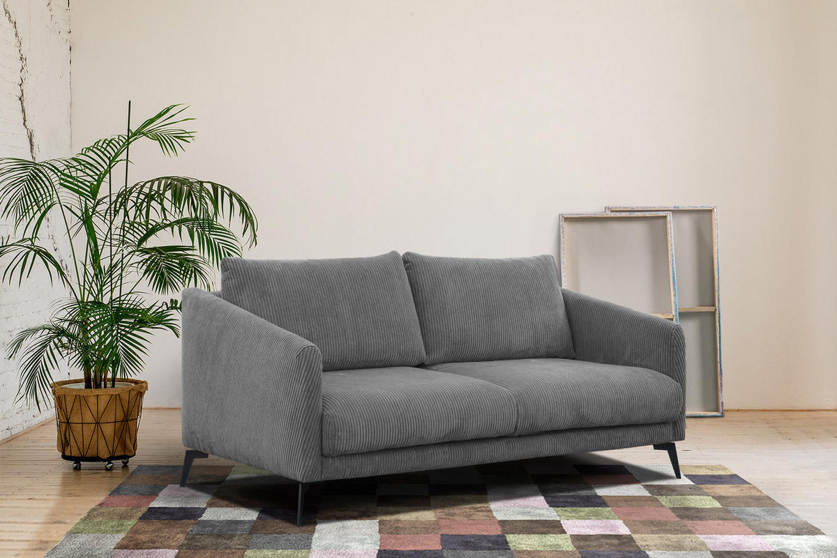 SOFA VILT 2,5-Sitzer, dunkelgrau - Dunkelgrau/Schwarz, Holzwerkstoff/Kunststoff (202/89/94cm) - Courtois Laville