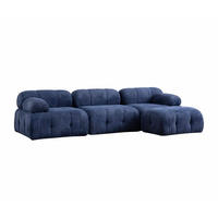 ECKSOFA inklusive Hocker - Blau/Schwarz, Holz/Kunststoff (290/160cm) - myHomelando