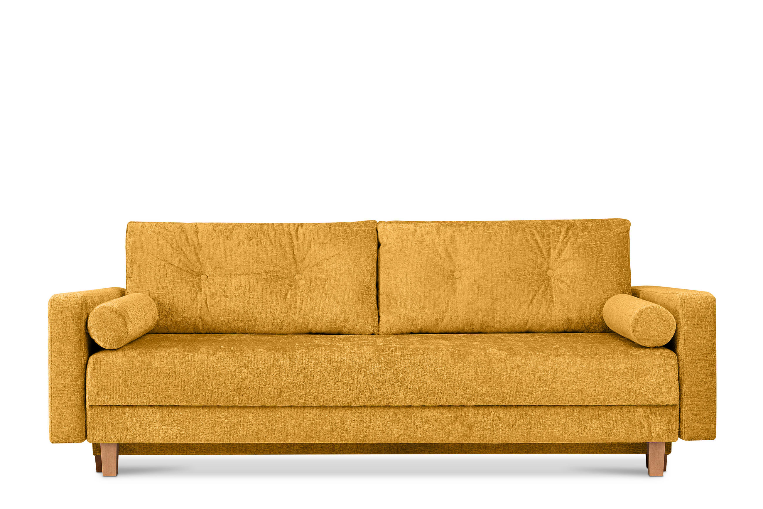 3-SITZER-SCHLAFSOFA ERISO mit weiche Sitzfläche und hohe Rückenlehne, Chenille-Stoff, Gelb - Gelb/Braun, Textil (220/80/100cm) - KONSIMO®