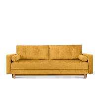 3-SITZER-SCHLAFSOFA ERISO mit weiche Sitzfläche und hohe Rückenlehne, Chenille-Stoff, Gelb - Gelb/Braun, Textil (220/80/100cm) - KONSIMO®