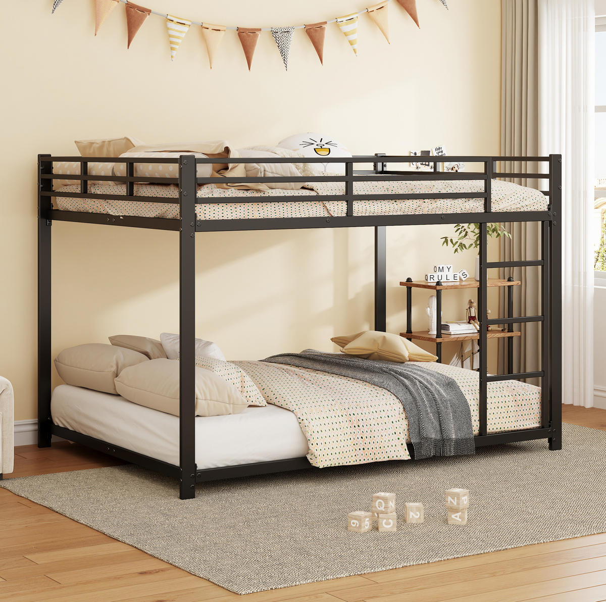 ETAGENBETT Kinderbette 140/200 cm aus Metall mit 26 cm Sicherheitsleisten Schwarz - Schwarz, Metall (140/200cm) - Modenvie