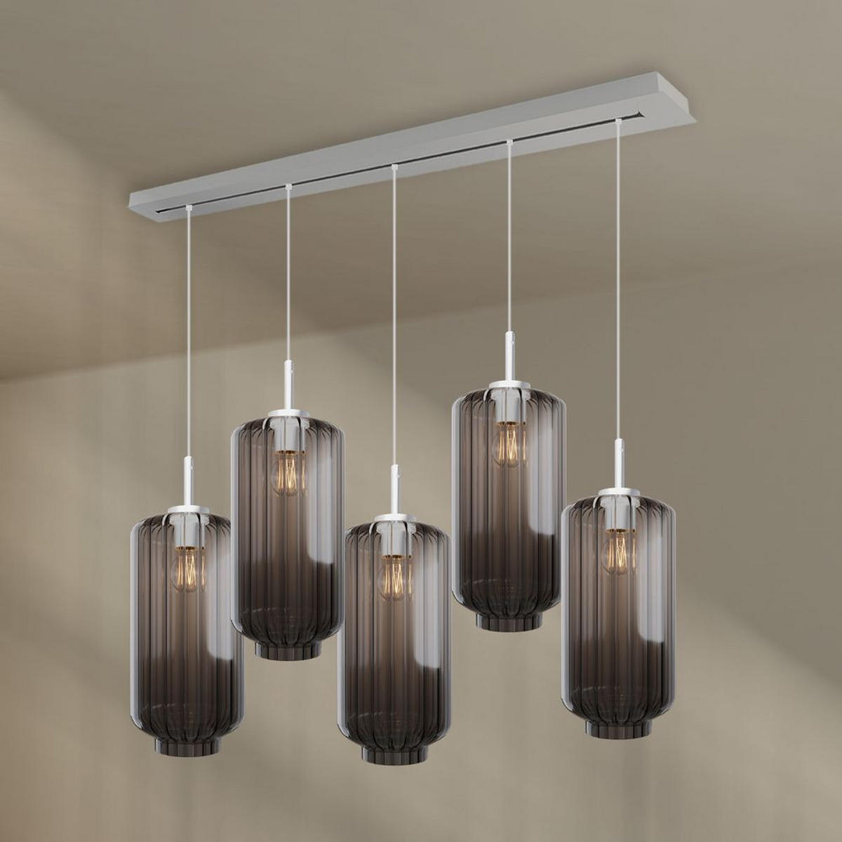 HÄNGELEUCHTE Velo 5-flammig Rauch Ø 18cm - Anthrazit/Weiß, Glas (18/18/33cm) - s.luce