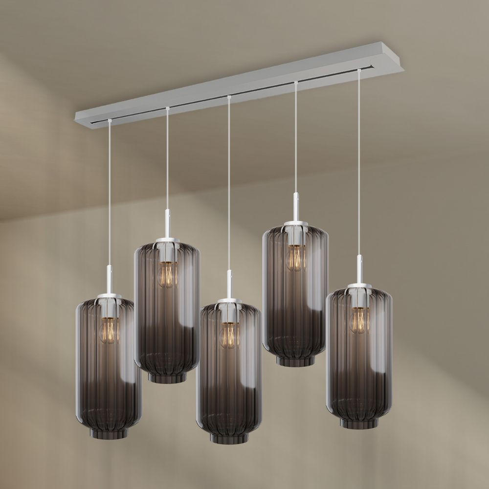 Thumbnail - s.luce Hängeleuchte, Anthrazit, Weiß, Glas, Zylindrisch, 18x33x18 cm, Lampen & Leuchten, Innenbeleuchtung, Hängelampen, ...