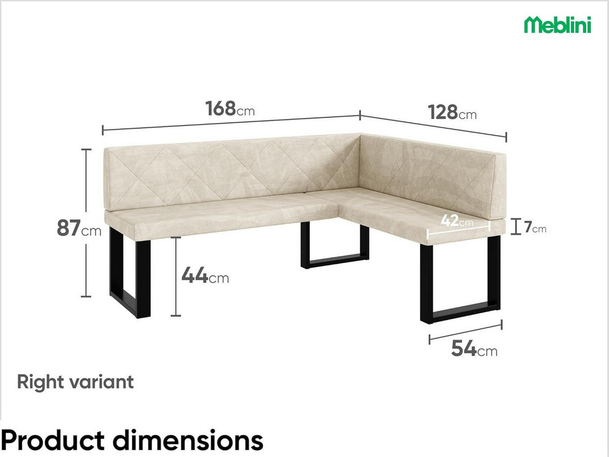 ECKBANK ERIC_U - Creme, Textil (128/168cm) - Meblini